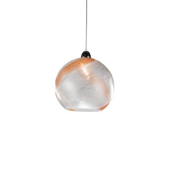 Lámpara colgante SFERA de cristal denim D.30 cm pequeña ámbar