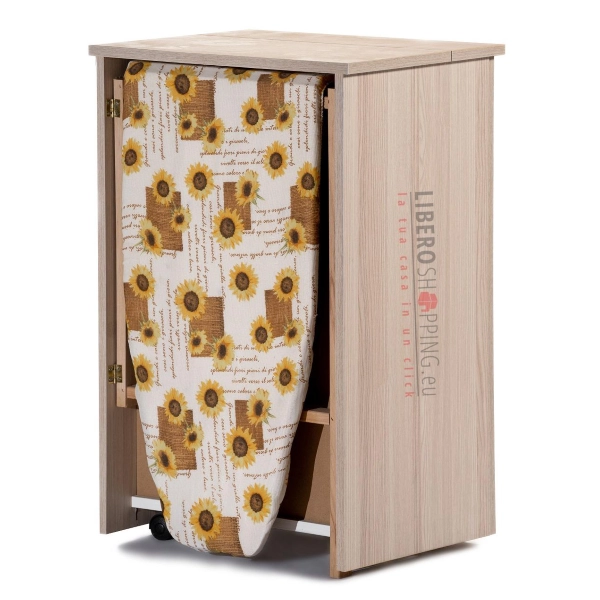 Mueble para tabla de planchar con madera de roble blanqueada retráctil - JOLLY 2 puertas