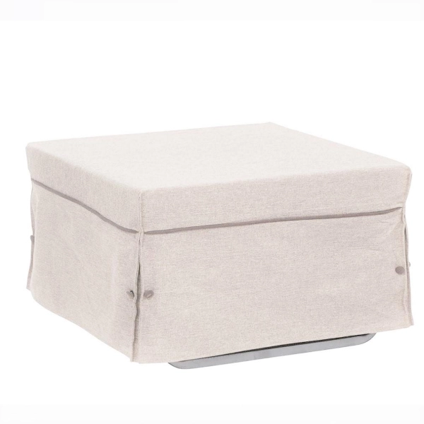 Pouf letto brandina pieghevole 80x80cm BIN con tessuto PANNA