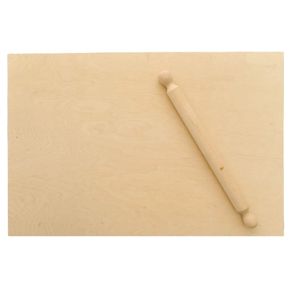 Planche à pâtisserie en bois pour pâte traditionnelle sans bord avec rouleau à pâtisserie 85x48 cm