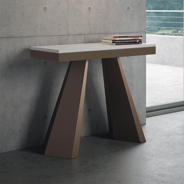 Console extensible moderne 300 cm DIAMANTE EVOLUTION Frêne blanc 14 places