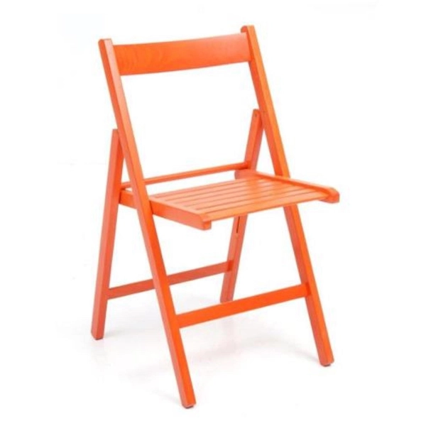 Conjunto de 4 sillas plegables en madera de lujo de color naranja