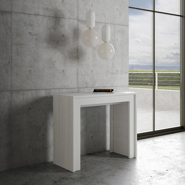 Console extensible Mia White jusqu'à 3 mètres avec 14 sièges 90x42 cm