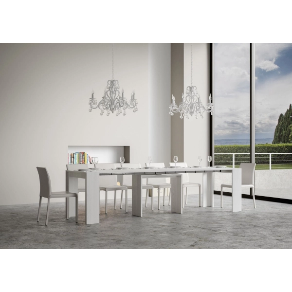 Console extensible Mia White jusqu'à 3 mètres avec 14 sièges 90x42 cm