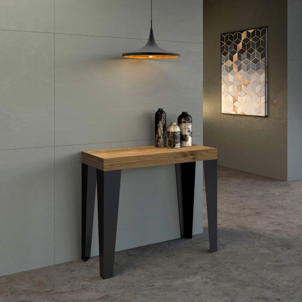 Console extensible jusqu'à 3 mètres en chêne Flame Oak Nature avec 14 places assises