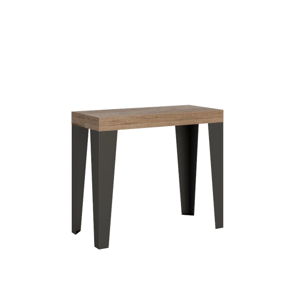 Console extensible jusqu'à 3 mètres en chêne Flame Oak Nature avec 14 places assises