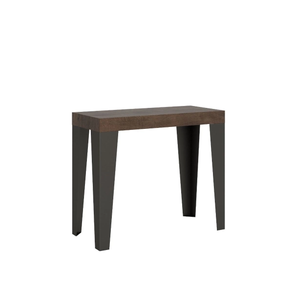 Console extensible, gain de place, jusqu'à 3 mètres, noyer flammé, 14 places