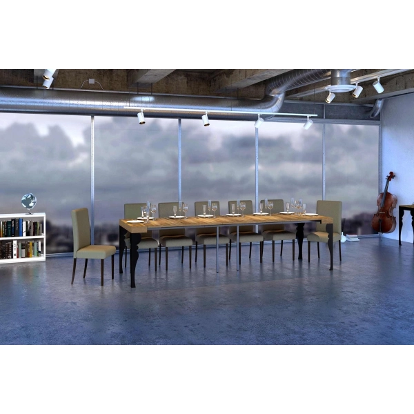 Console extensible, multiposition, jusqu'à 3 mètres, Paxon Chêne Naturel, 14 places