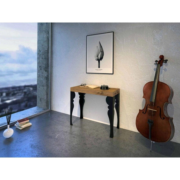 Console extensible, multiposition, jusqu'à 3 mètres, Paxon Chêne Naturel, 14 places