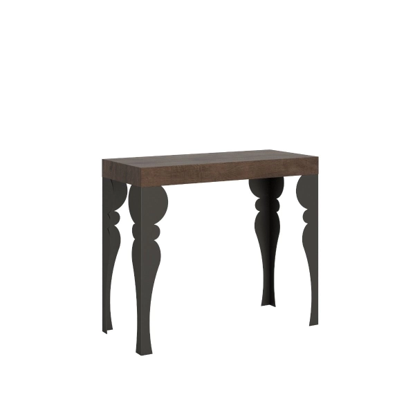 Table console pliante extensible PAXON SMALL 10 places, noyer
