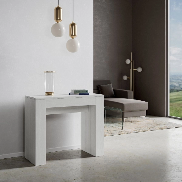Console extensible jusqu'à 1,98 mètre Modem Small frêne blanc 90x42 cm