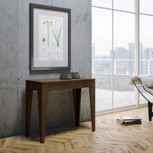 Consolle Allungabile 90x42 cm Isotta Noce da 14 posti lunghezza Fino a 3,02 metri