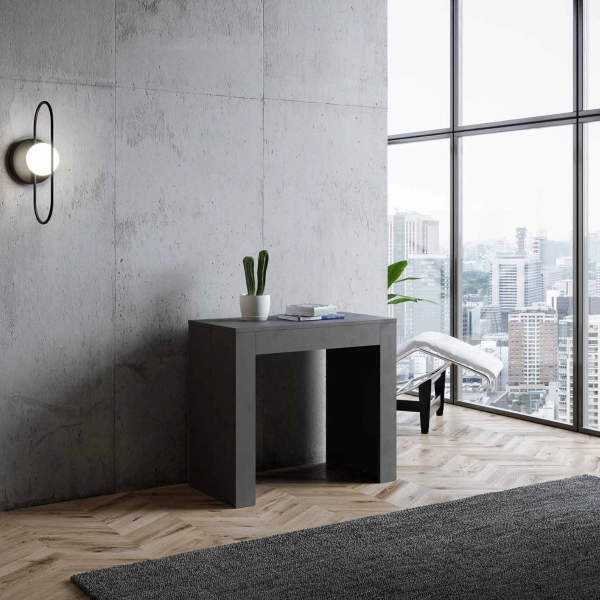 Console extensible jusqu'à 3,02 mètres avec 14 sièges Emy spatulé anthracite 90x42 cm