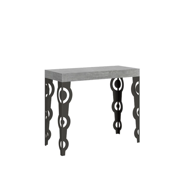 Table console extensible en ciment Karamay, jusqu'à 3 mètres, 14 places assises