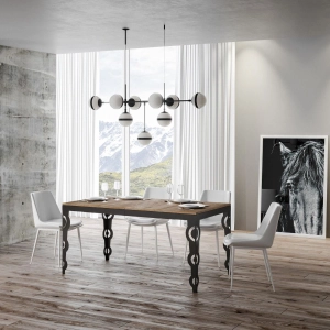 Table à rallonges 284 cm jambes et cadre anthracite plateau Chêne Natura KARAMAY Evolution 180 cm