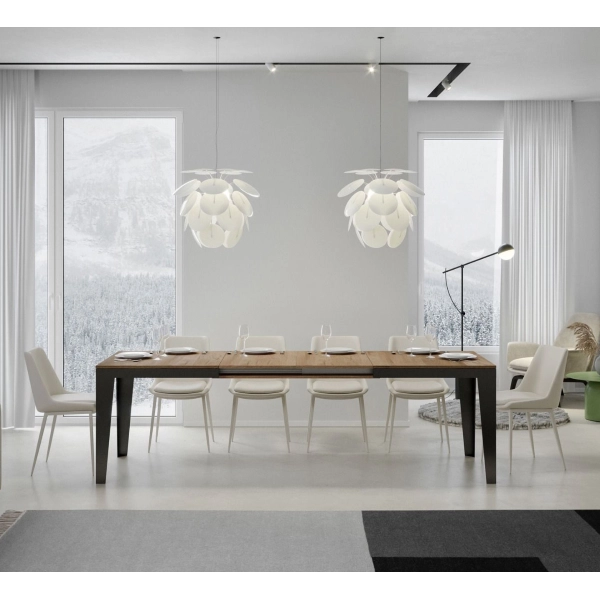 Mesa extensible hasta 420 cm FLAME Evolution 160 con tapa acabado en roble natural