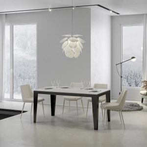 Ausziehbarer Tisch bis 420 cm FLAME Evolution 160 mit weißer Oberfläche