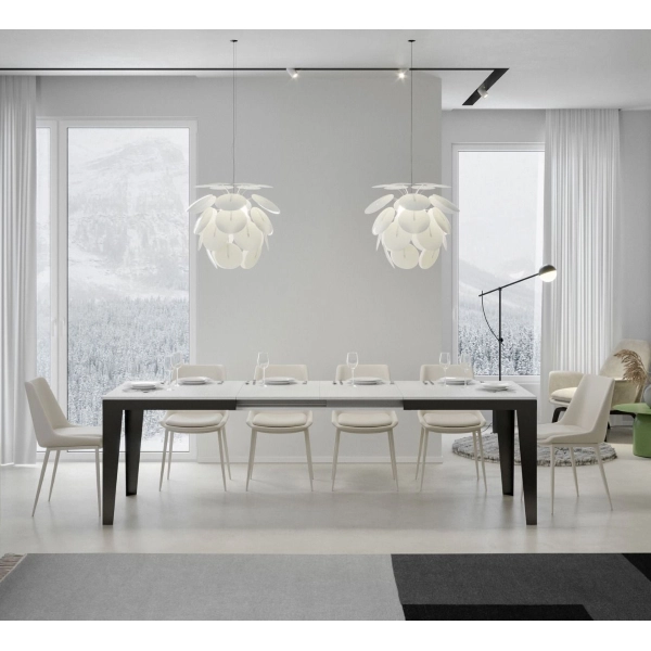 Ausziehtisch bis 440cm FLAME Evolution 180 mit Platte Dekor Weiss
