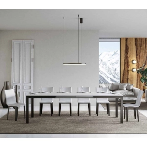 Ausziehbarer Tisch bis zu 440 cm EVERYDAY Evolution 180 mit weißer Oberfläche