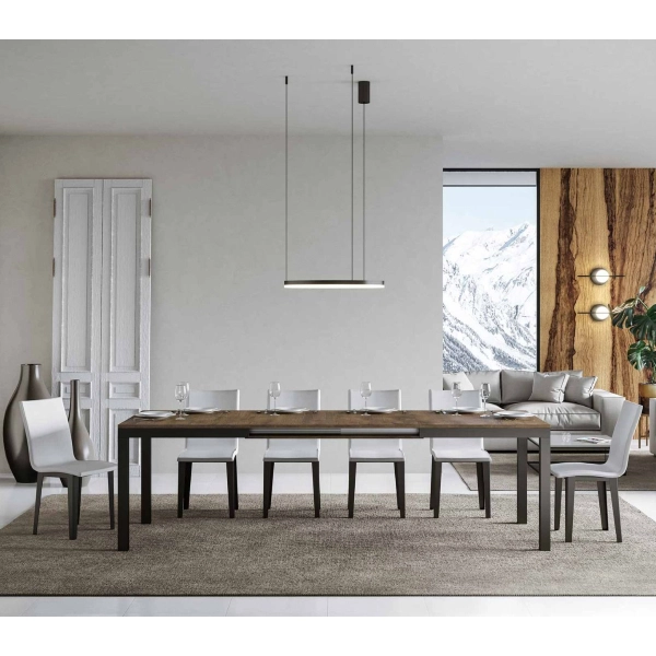 Mesa extensible hasta 440 cm EVERYDAY Evolution 180 con tablero acabado en nogal