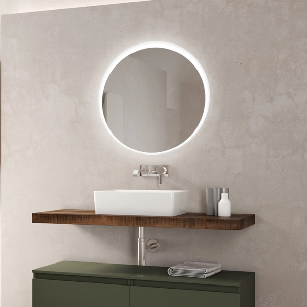 Miroir salle de bain rond rétroéclairé led 70x70 cm