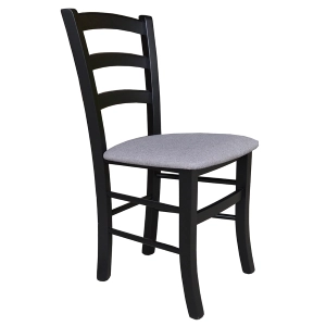 Holzstuhl mit gepolstertem Sitz Venezia schwarzes Finish 2er-SET