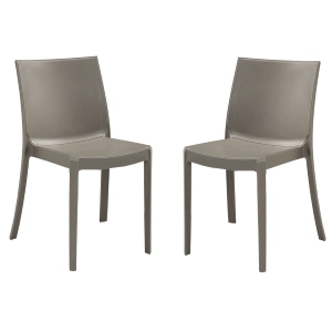 Sedia in polipropilene impilabile per interni ed esterni Perla Tortora Set 2 pezzi