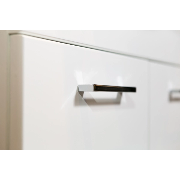 Mueble de baño de suelo 2 puertas 3 cajones espejo y lámpara LED blanco brillo