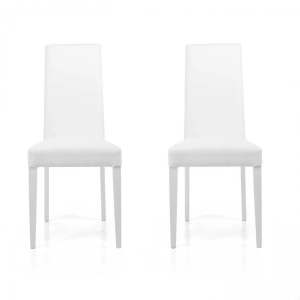 Silla de ecopiel con patas pintadas de BLANCO mod. Juego de 2 piezas DENVER