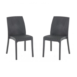 VIRGINIA Stuhl aus Rattanimitat 2 Stück Anthrazit