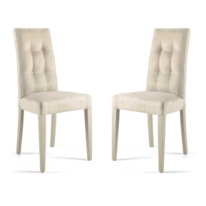 DOUGLAS beige Alcantara Stoff Küchenstuhl Set 2 teilig