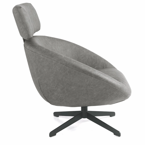 Sillón giratorio en piel sintética con base de metal DEBBIE gris claro