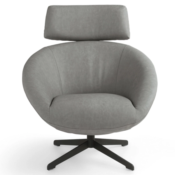 Sillón giratorio en piel sintética con base de metal DEBBIE gris claro
