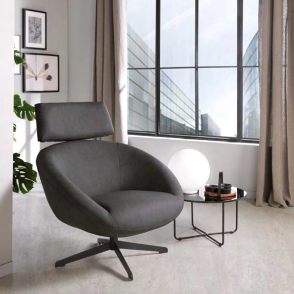 Sillón giratorio en piel sintética con base de metal DEBBIE antracita