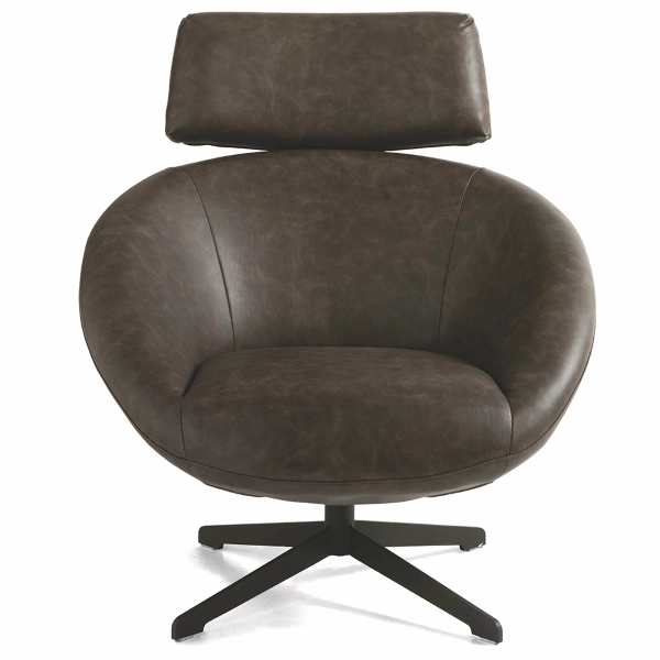 Sillón giratorio en piel sintética con base de metal DEBBIE marrón
