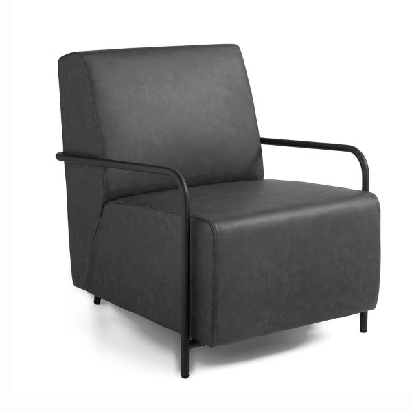 Sillón OLIVIA en ecopiel con estructura de metal antracita