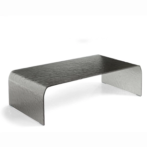 Wohnzimmer-Couchtisch aus gebogenem gehärtetem Rauchglas - GIANO