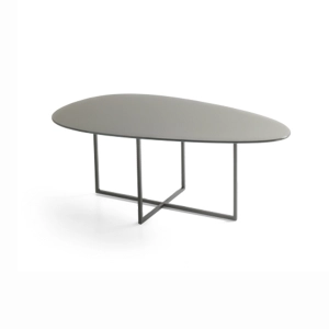 Couchtisch aus Metall mit Rauchglasplatte und schwarzem Fuß GINNI 90