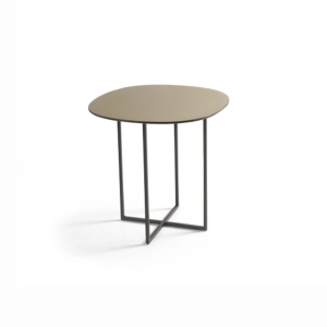 Couchtisch aus Metall mit Bronzeglasplatte und schwarzem Fuß GINNI 50