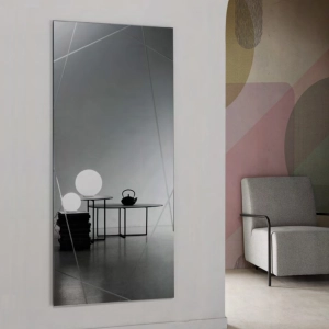 Specchio rettangolare con incisioni a laser EGO spessore 4mm Fumè