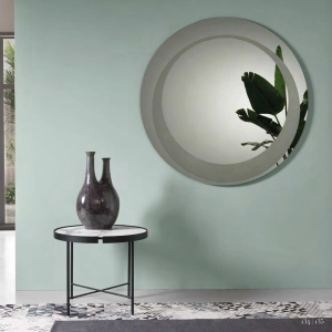 Specchio tondo con decorazione sabbiata D120 cm LEVI Fumè