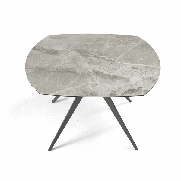 Mesa extensible 180 cm con tapa de gres porcelánico efecto mármol gris ACHILLE