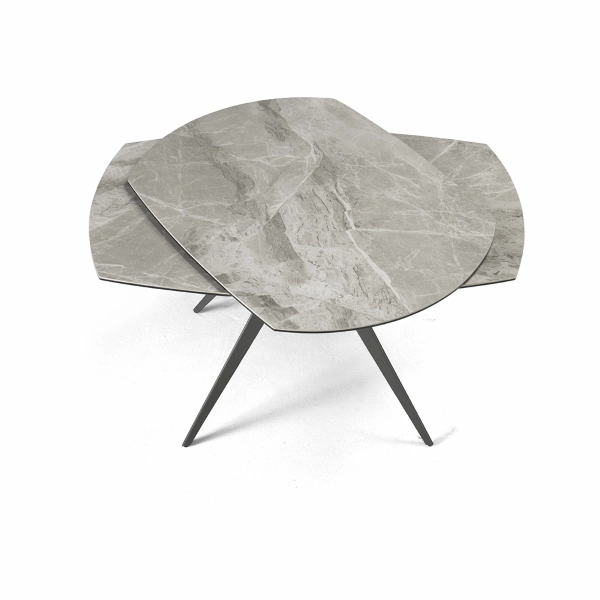 Mesa extensible 180 cm con tapa de gres porcelánico efecto mármol gris ACHILLE