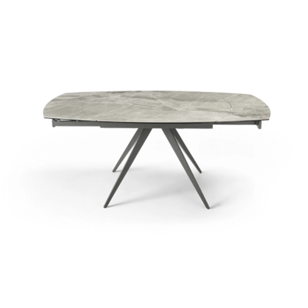 Mesa extensible 180 cm con tapa de gres porcelánico efecto mármol gris ACHILLE