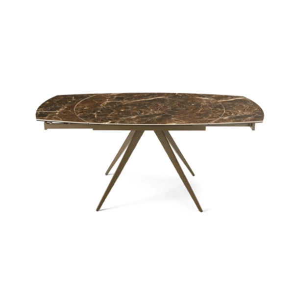 Mesa extensible 180 cm con tapa de gres porcelánico efecto mármol marrón ACHILLE