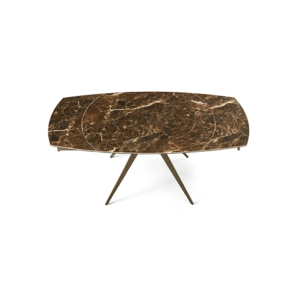 Mesa extensible 180 cm con tapa de gres porcelánico efecto mármol marrón ACHILLE