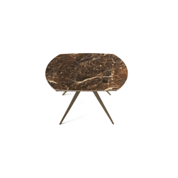 Mesa extensible 180 cm con tapa de gres porcelánico efecto mármol marrón ACHILLE