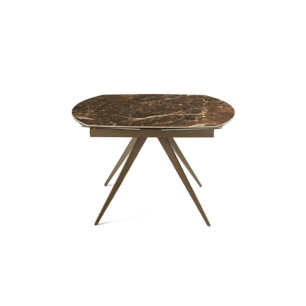 Mesa extensible 180 cm con tapa de gres porcelánico efecto mármol marrón ACHILLE