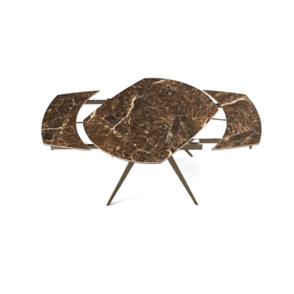 Mesa extensible 180 cm con tapa de gres porcelánico efecto mármol marrón ACHILLE
