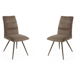 Küchenstuhl aus braunem Stoff Metallbeine HILL Set 2 Stück